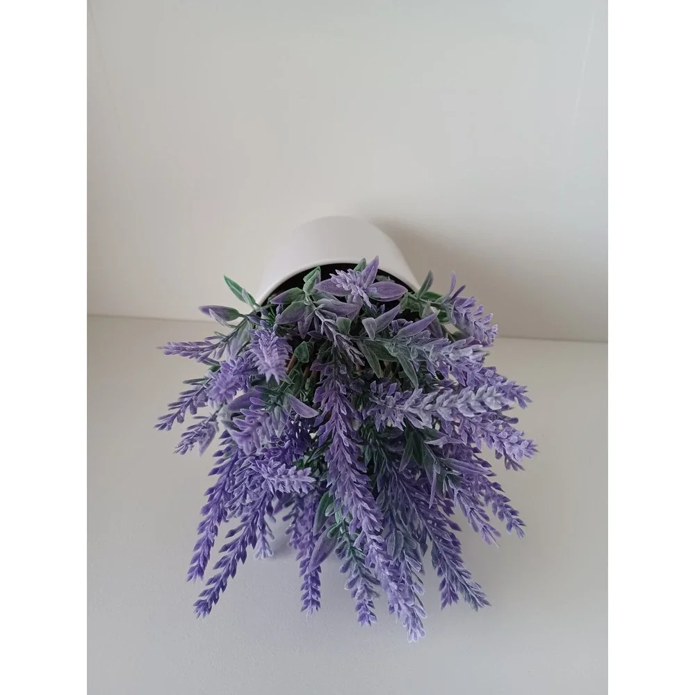 Fake Purple Lilac Flowers With White Flower Pot Holder Home Decor